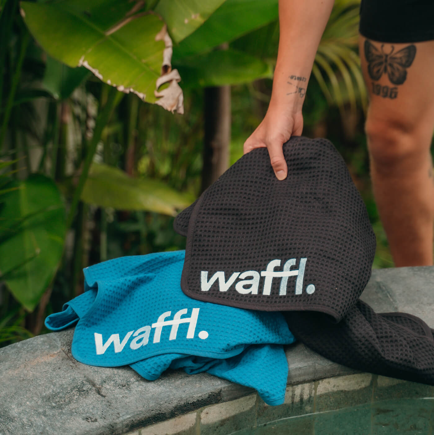 Stealth Black waffl Towel