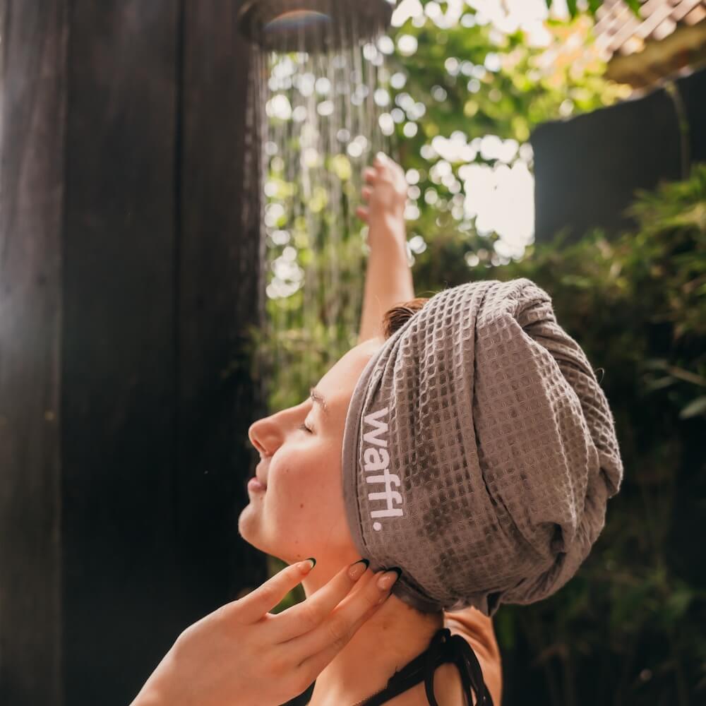 Stone Grey waffl Hair Wrap