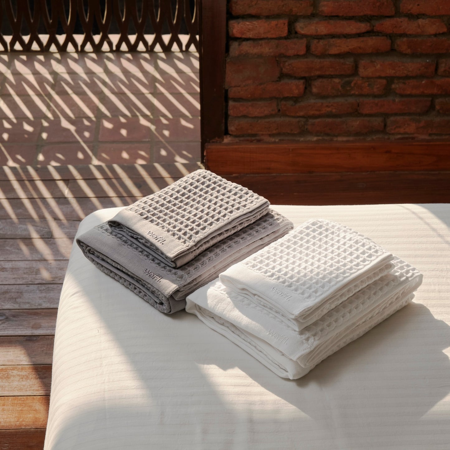 waffl Badetuch - Stein Grau