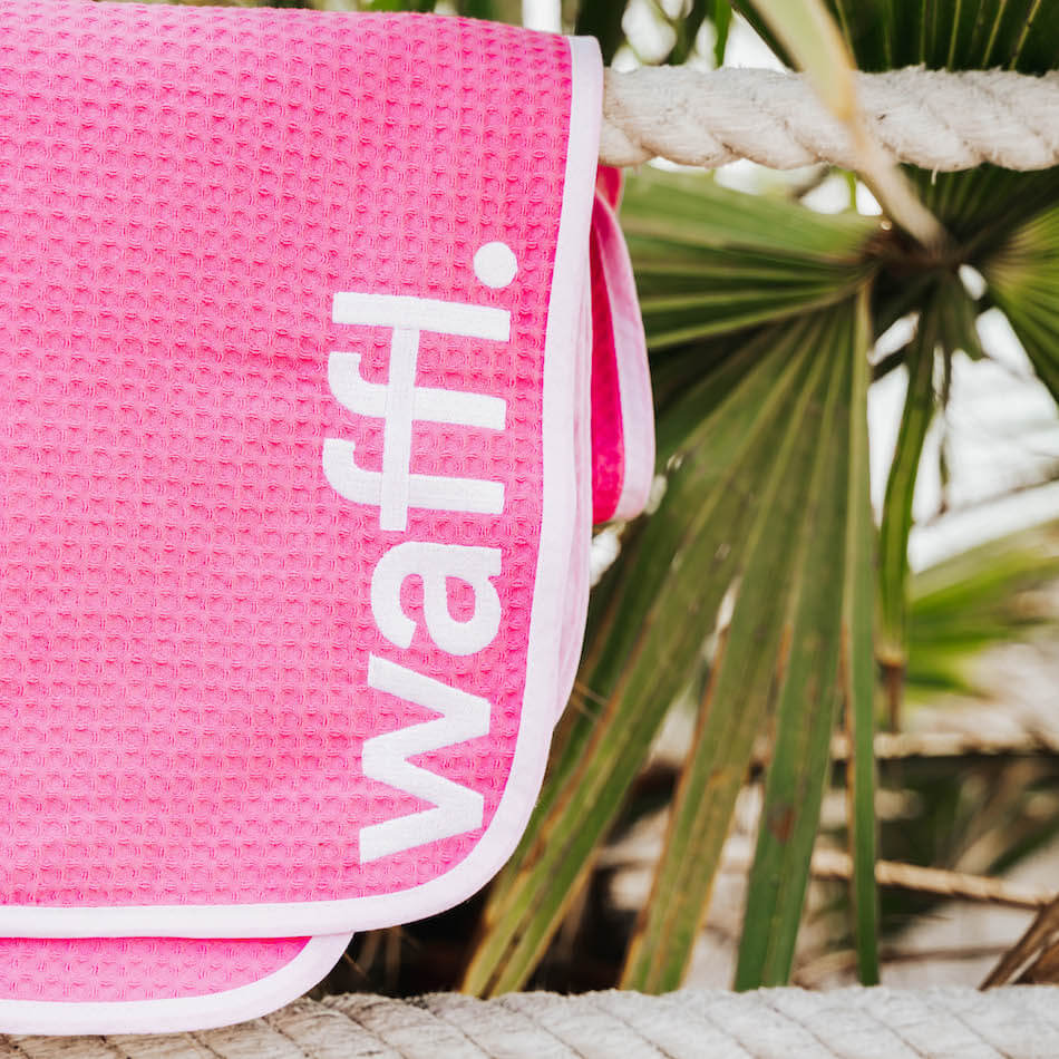 Flamingo Pink waffl Towel