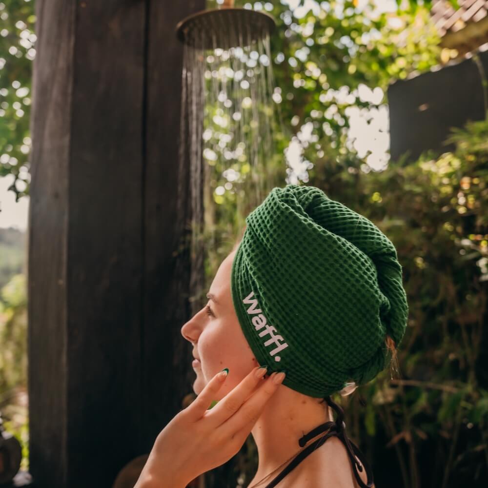 Bottle Green waffl Hair Wrap