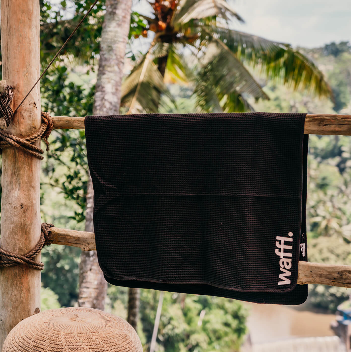 Stealth Black waffl Towel
