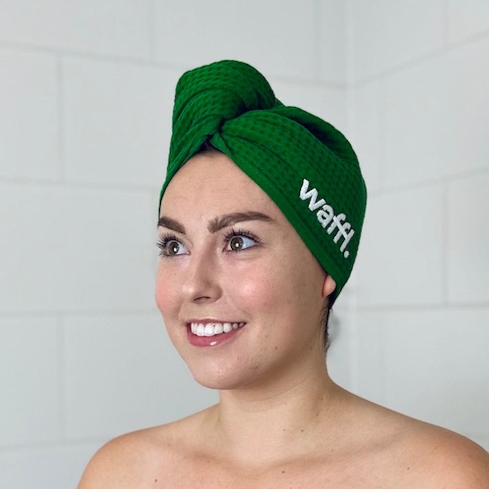 Bottle Green waffl Hair Wrap
