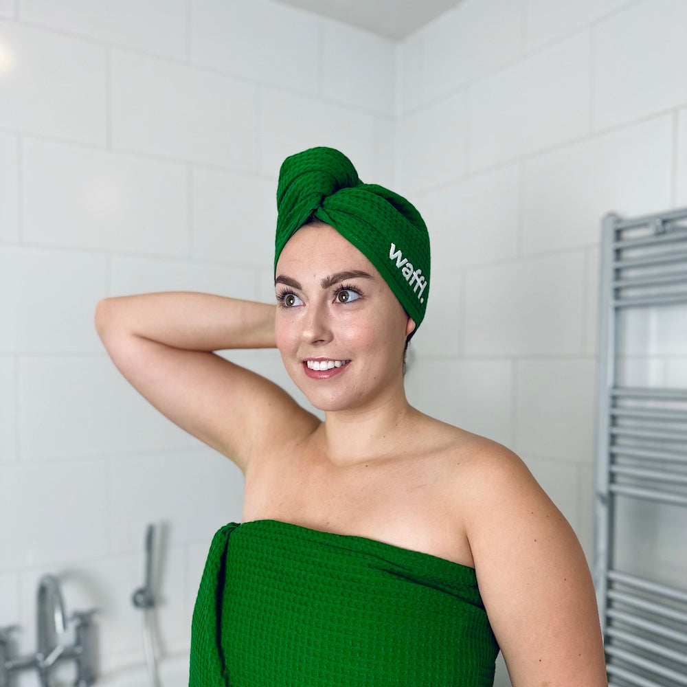 Bottle Green waffl Hair Wrap
