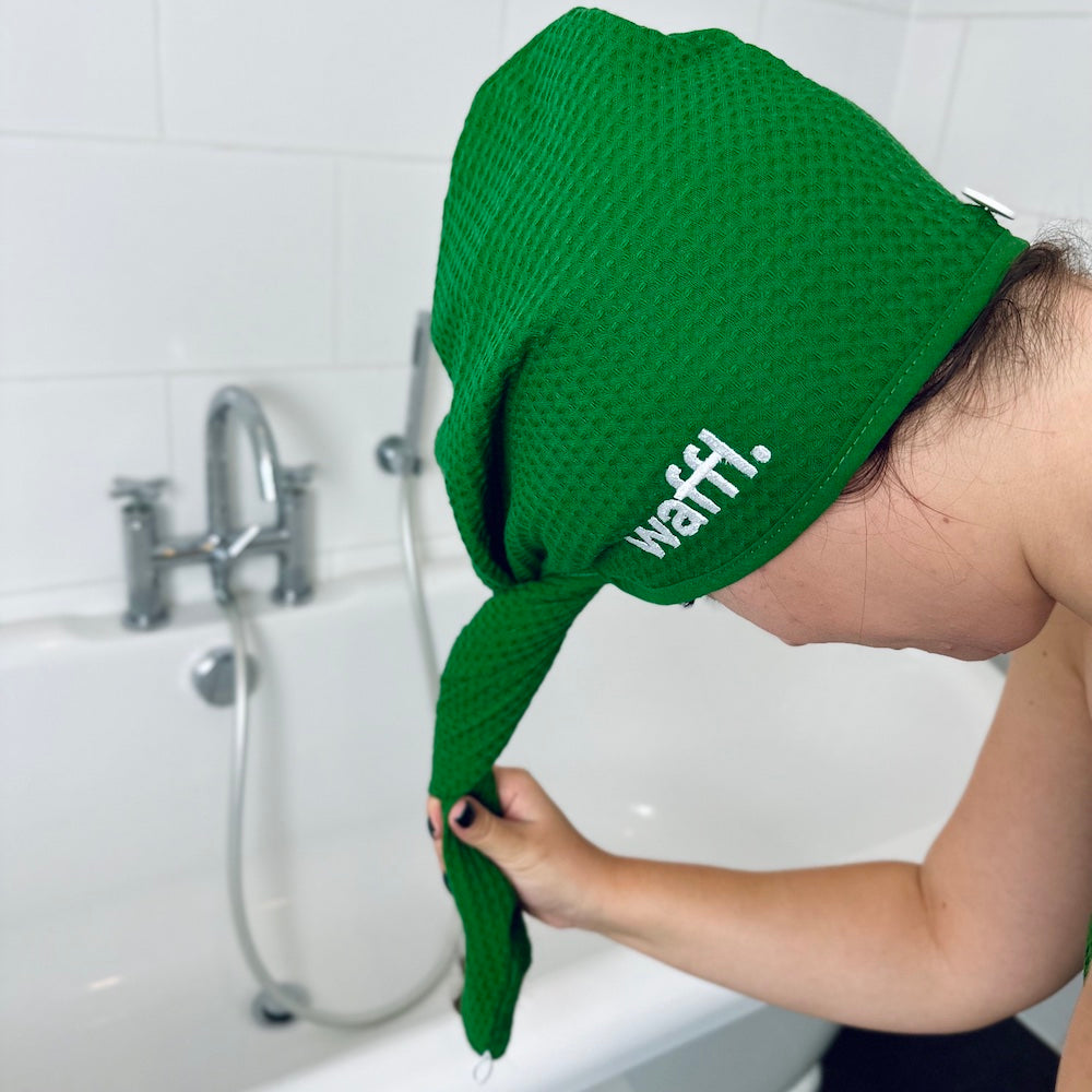 Bottle Green waffl Hair Wrap