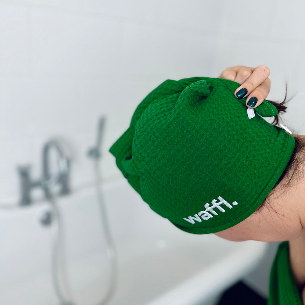 Bottle Green waffl Hair Wrap