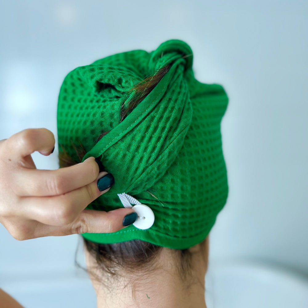 Bottle Green waffl Hair Wrap