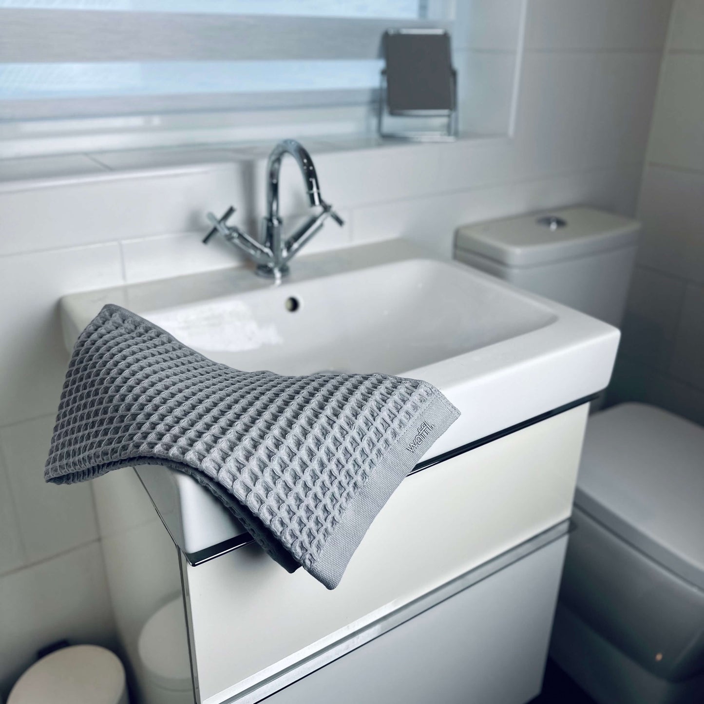 waffl Handtuch - Stein Grau