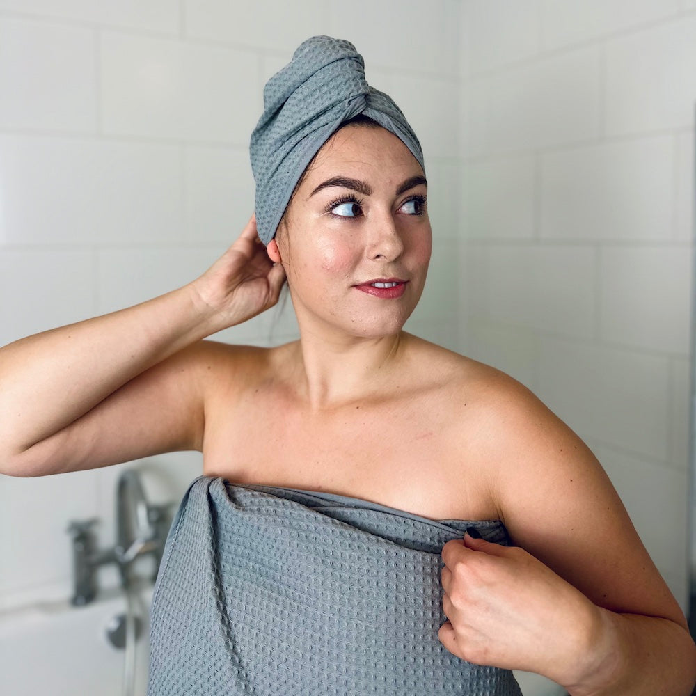 Stone Grey waffl Hair Wrap