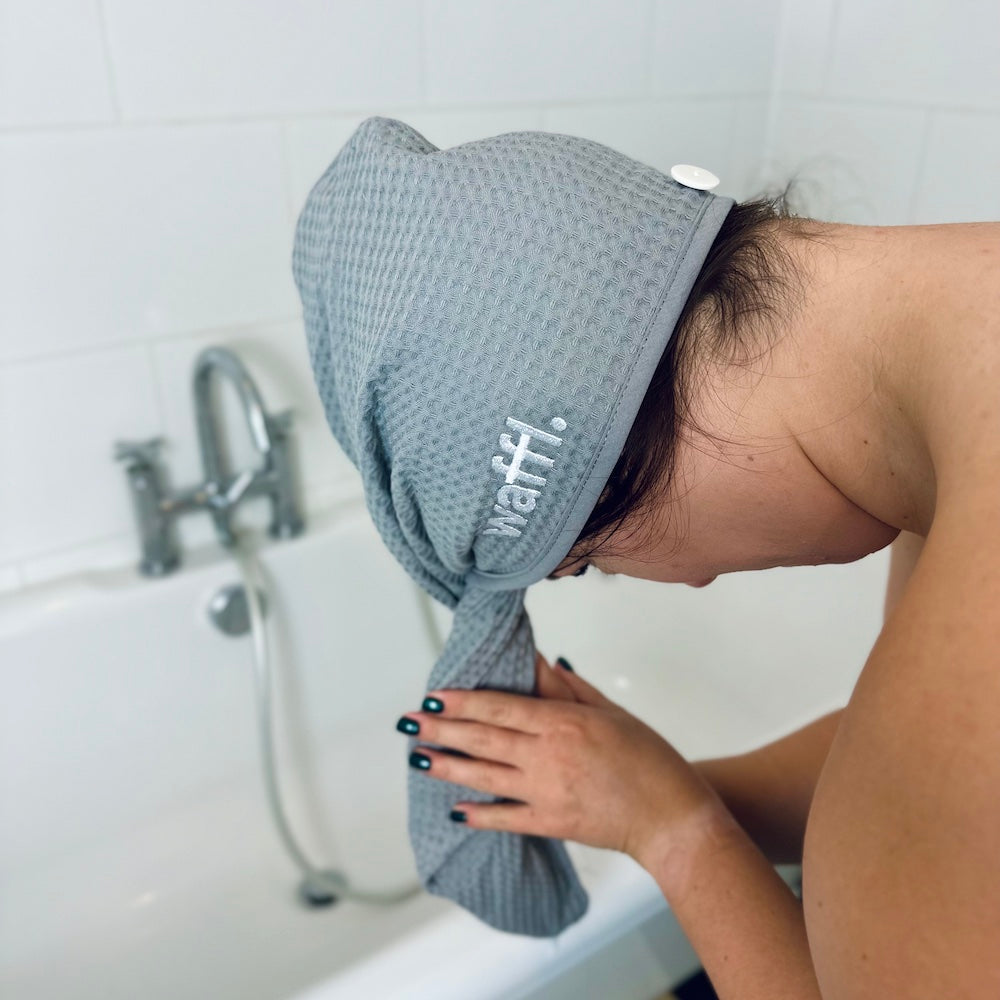 Stone Grey waffl Hair Wrap