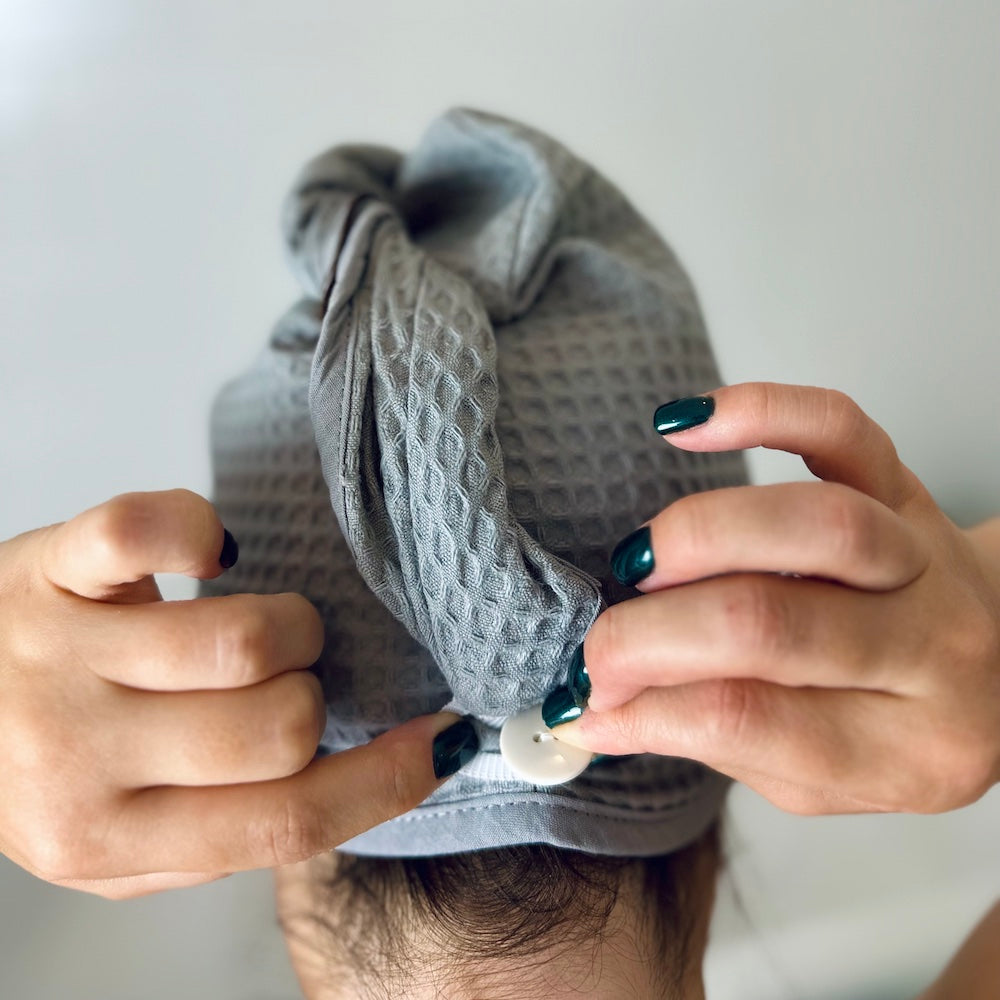 Stone Grey waffl Hair Wrap